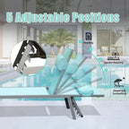 Patio Chaise Lounge Set of 3, Aluminum Pool Lounge Chairs with Side Table, Outdoor Adjustable Recliner All Weather