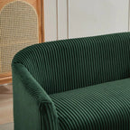 Corduroy Fabric Upholstered 2-Seat Sofa with Wooden Walnut Legs