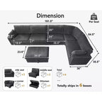 Dyonery Modular Corduroy Sectional Sofa with Washable Covers