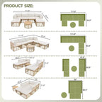 Whisen Weather-Resistant Rattan Outdoor Sectional Sofa Set Patio Couch Set with Thick Cushions and Pillows, Freely Combined Conversation Sets