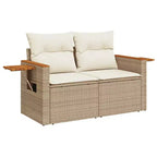 vidaXL 4 Piece Patio Sofa Set with Cushions Poly Rattan Acacia