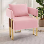 Set of 2 Modern Upholstered Accent Chairs with Gold Metal Legs for Living Room, Bedroom, or Office