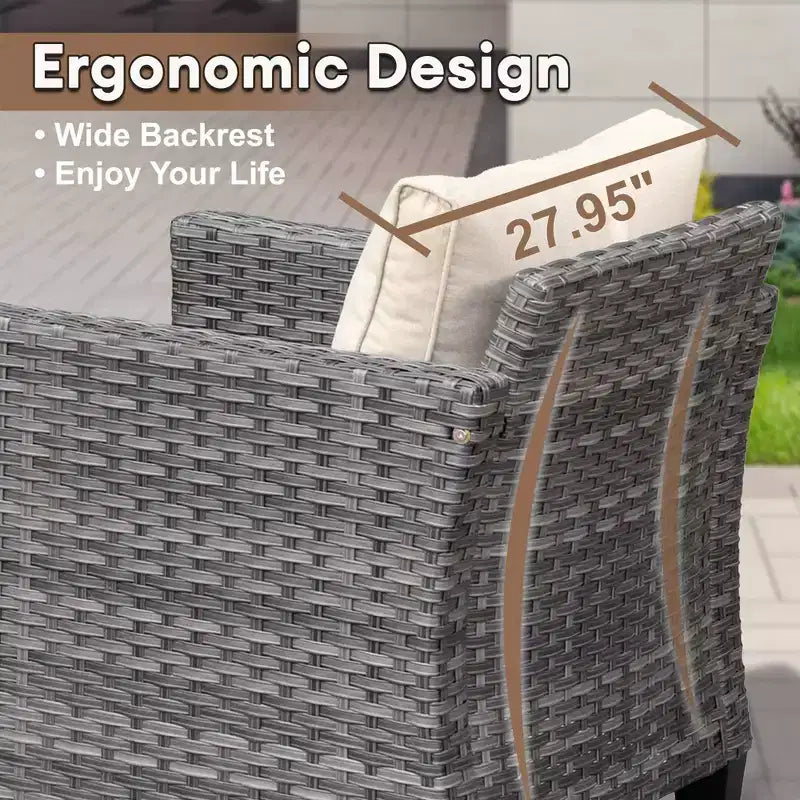 Ovios Tampa 8pc Wicker Outdoor Patio Furniture Conversation Sofa Set with Swivel Chairs and Cushions