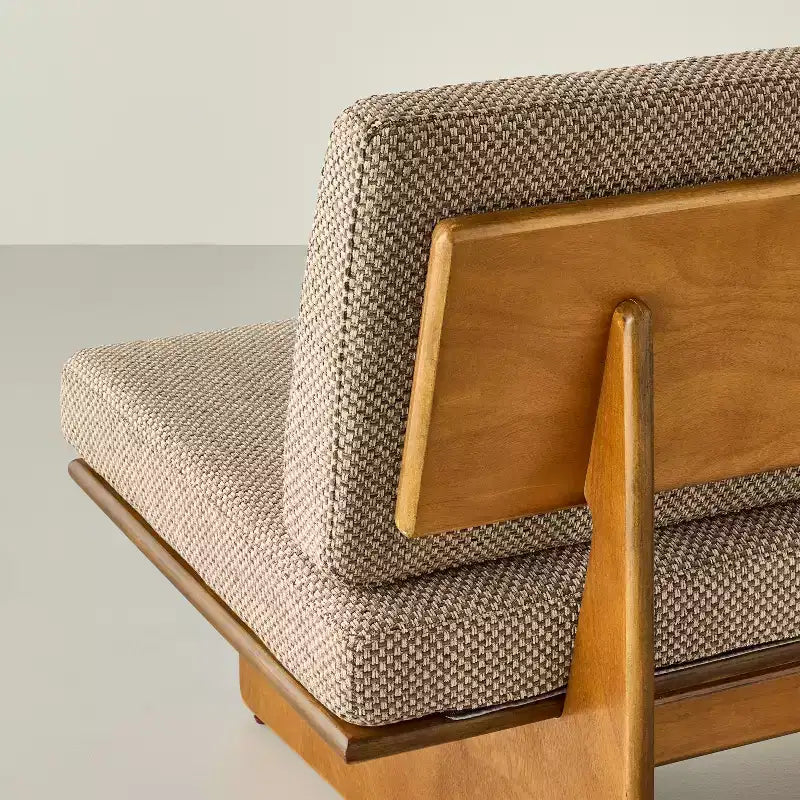Mushroom Weave Upholstered Mid-Century Bench with Back - Hearth & Hand? with Magnolia