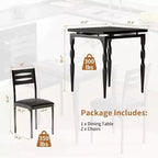 3-Piece Dining Set for Small Spaces, Table & 2 Chairs with Spiral Legs, Compact Kitchen Table Set for Apartments