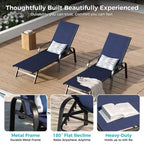 Set of 2 Outdoor Patio Chaise Lounge Chairs, 5-Position Adjustable Reclining Chairs with Textilene Fabric, Poolside Loungers for Garden & Balcony