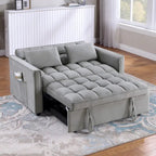 Classic 55 Width Pull Out Tufted Convertible Loveseat Sleeper Sofa Bed - 55W x 68L x 20H