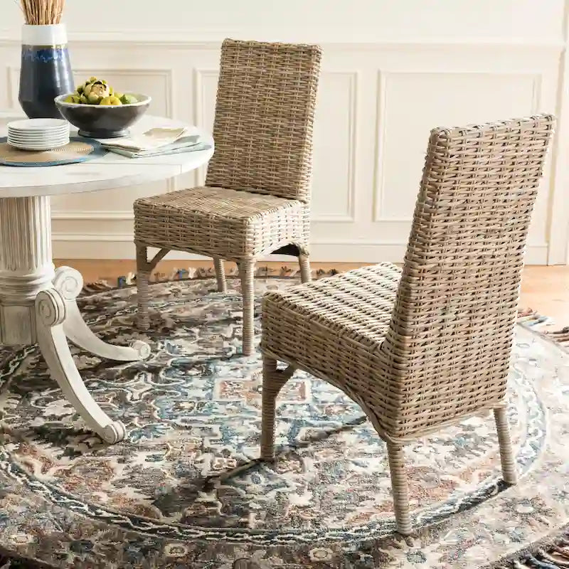 SAFAVIEH Karyl Unfinished Natural Wicker Dining Chair (Set of 2) - 18.5 x 18.5 x 38.1 - 19Wx19Dx38H