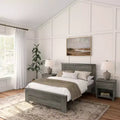 Plank+Beam Farmhouse Full Size Bed Frame with Headboard, Solid Wood Platform Bed