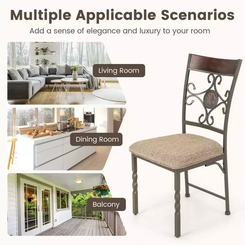 Costway Set of 2/4 Dining Room Chairs Armless Kitchen Chairs Set with Seat Cushion
