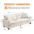 83W Modern 3-Seater Sofa with Deep Seat, Soft Fabric, Wide Armrest, Removable Washable Cushion Cover