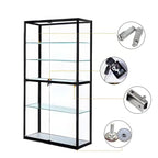 Contemporary Rectangular Black Glass Curio Cabinet