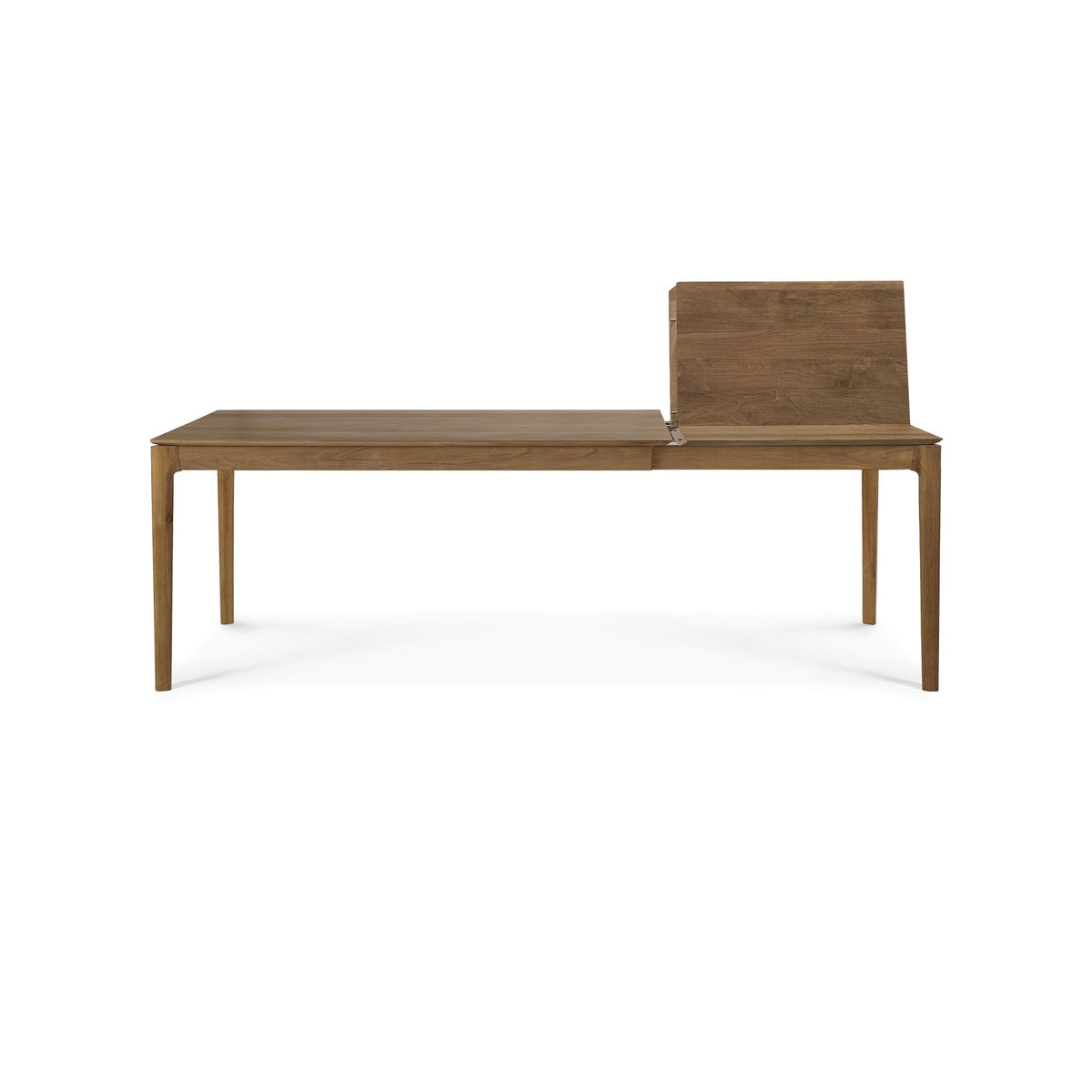 Natural Teak Extendable Dining Table with Concealed Extension Leaf for Dining Room