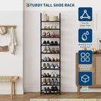 10-Tier Sturdy Metal Shoe Rack with Removable Fabric Shelves, Tall Space-Saving Corner Organizer for Closet, Entrance, Living Room