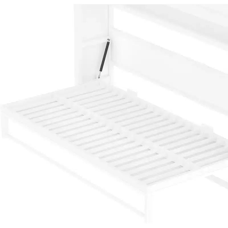 Twin Size Murphy Bed with Shelves, Metal Wall Bed with Foldable Design for Small Space