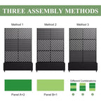 MAYEERTY Planter Box with Trellis Iron Black Parallel Line 01 Louvered Classic Combined Style 72x47x16in 3-Piece Set