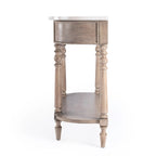 Marble Top Console Table ¨C Light Brown / Grey / Washed Black, Demilune, 1-Person Assembly