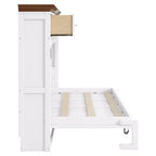 Twin Size Murphy Bed with 3 Drawers, Folding Wall Cabinet Bed, White