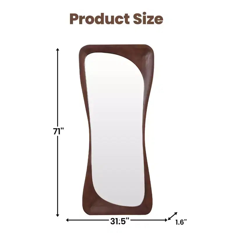 Dovelina 71H*31W Asymmetrical Full Length Mirror Decorative Leaning Mirror Modern Bathroom Mirror for Living Room Dining Room Entryway Bedroom