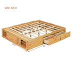 Whisen Queen Platform Bed Frame with 4 Storage Drawers and Footboard Storage