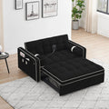 Velvet Convertible 55 2-Seater Sleeper Sofa with Pull-Out Bed, Adjustable Recline, Side Pockets, and Phone Holder