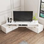 Modern White 2-Drawer Open Storage Corner TV Stand