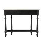 Marble Top Console Table ¨C Light Brown / Grey / Washed Black, Demilune, 1-Person Assembly