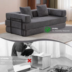 Convertible Floor Sofa Bed with Pillow Back Chenille Fabric for Living Room Bedroom