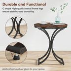 Small Modern Round Side Table End Table Nightstand with Gold Metal Frame and Faux Marble Veneer Engineered Wood for Living Room