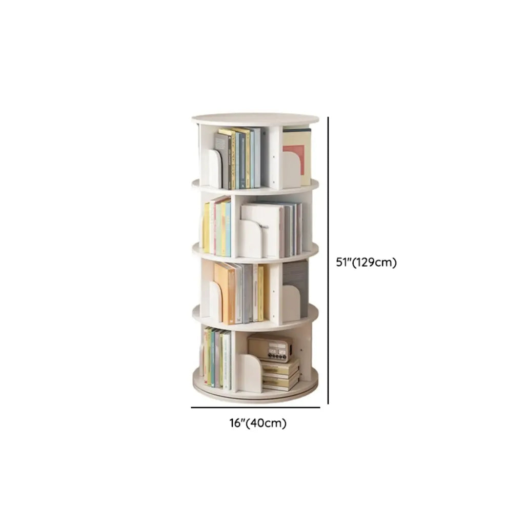 Brown Cylindrical Wooden Rotating Open-Back Bookcase