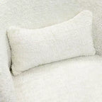 Upholstered Cream Club Swivel Chair with Cream Wood Base, Off-White