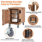 Premium Catering Food Warmer - Insulated Hot/Cold Carrier for 6 Full-Size Pans with Heavy-Duty Casters