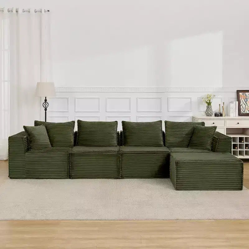 107/ 137 Modular Sectional Cloud Couch,Deep Seat Boneless Couch,Convertible Comfy Floor Sofas with Ottomans and Memory Foam