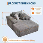 Oversized Chaise Lounge Chair Sofa Bed, Corduroy Sleeper Sofa with Pillows and Wide Armrests for Living Room, Bedroom, Movie Room