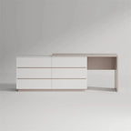 97.63  Modern Home Office Expandable Dresser Desk Combo with 6 Drawers