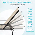 Set of 2 Outdoor Patio Chaise Lounge Chairs, 5-Position Adjustable Reclining Chairs with Textilene Fabric, Poolside Loungers for Garden & Balcony