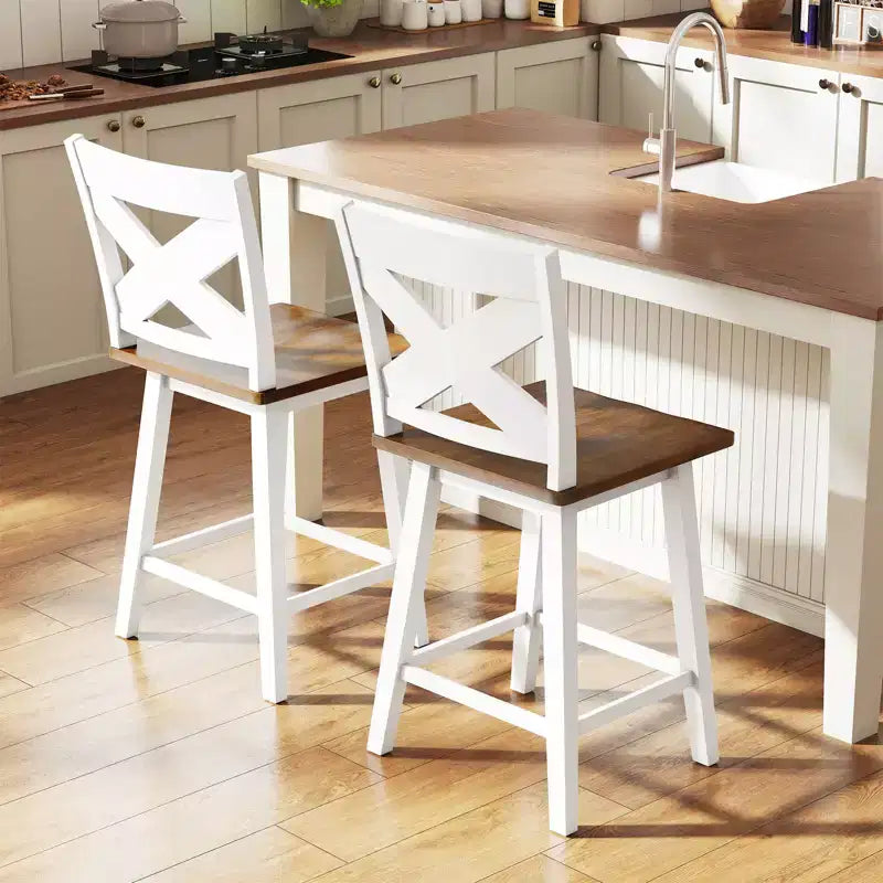 Costway 24 Swivel Barstools Set of 4 w/Backrest Large Seat Footrest for Kitchen Island