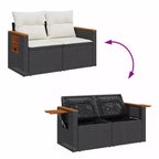 vidaXL 4 Piece Patio Sofa Set with Cushions Poly Rattan Acacia