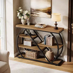 Lantine 41.3 Console Table, 5-Tier Industrial Entryway Table with Storage Shelves and Arched Metal Frame, Wood Hallway Table for Foyer