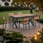 7-Piece Outdoor Extendable Dining Set with Extendable Table and 6 Armrest Chair