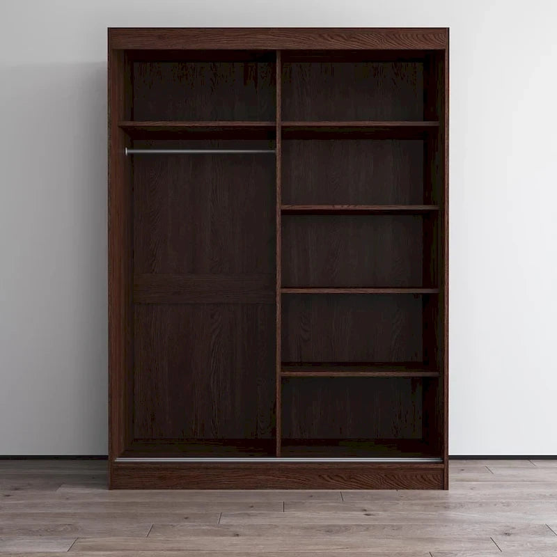 Mirrored 2-Door Wardrobe Armoire with High-Gloss Finish | 47 or 59 Wide