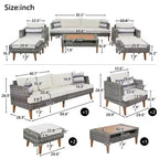 Whisen 6-Pieces All Weather PE Wicker Sofa Set, Outdoor Rattan sofa With Double Cushions