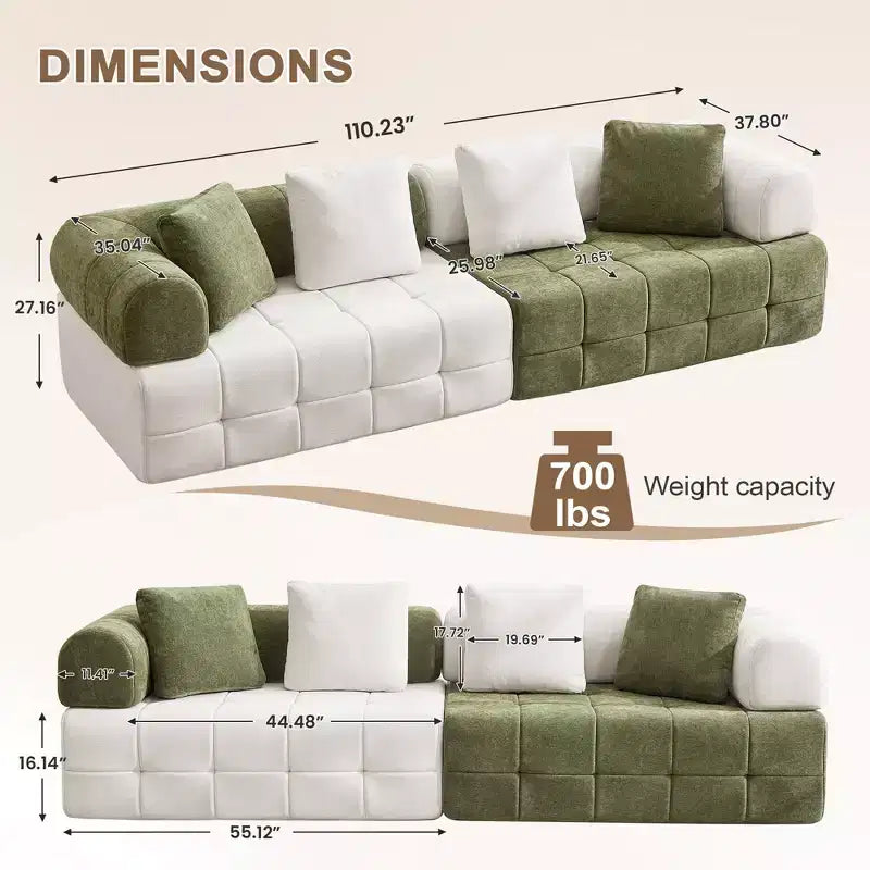 110.23 in. W Colorblock Modular 4-Seater Chenille Sofa with Curved Armrests