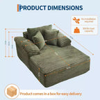 Oversized Chaise Lounge Chair Sofa Bed, Corduroy Sleeper Sofa with Pillows and Wide Armrests for Living Room, Bedroom, Movie Room