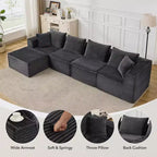 107/ 137 Modular Sectional Cloud Couch,Deep Seat Boneless Couch,Convertible Comfy Floor Sofas with Ottomans and Memory Foam