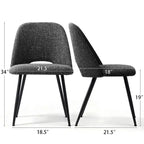 Set of 4 Modern Upholstered Dining Chairs, Armless Dining Room Chairs with Black Metal Legs, Comfortable Kitchen & Dining Side Chairs-Panipeachy