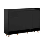 Sleek and Contemporary Shoe Cabinet with Adjustable Shelves, Minimalist Home Organizer with Solid Wood Legs