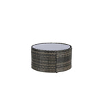 11-Piece Outdoor Half-Round Modular Sectional Sofa Set with Tempered Glass Coffee Table and 4 Side Table