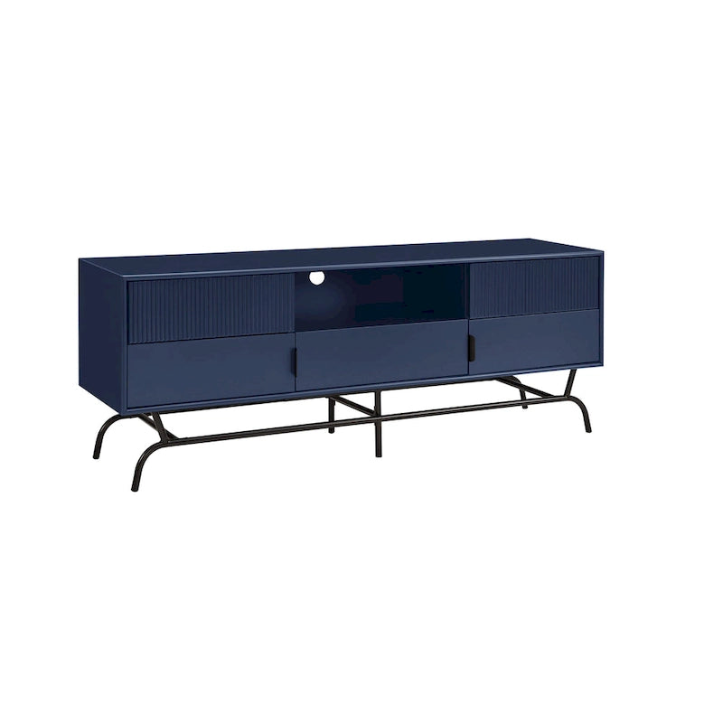 DH BASIC Modern 60-inch 3-Drawer Media Cabinet TV Stand with Cable Hole by Denhour