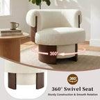 Whisen 360 Swivel Barrel Chair with Sculptural Bentwood Design, Solid Wood Frame, 32 Wide, Versatile for Living Room and Bedroom